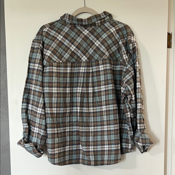 Alpine Design Blue and Brown Button Down Shirt Plaid Pattern - Picture 5 of 5